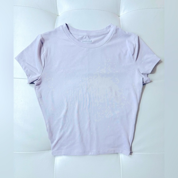 Hollister SEAMLESS FABRIC LONGLINE CREW BABY TEE LIGHT MAUVE, XXS Regular - Picture 2 of 8